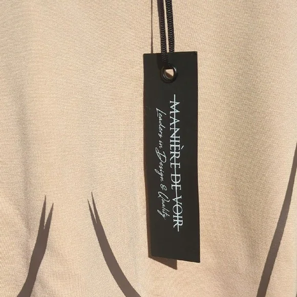 MANIERE DE VOIR Corset Detail Long Sleeve Bodysuit Beige,Stretch Contour Size 16 - Picture 3 of 9